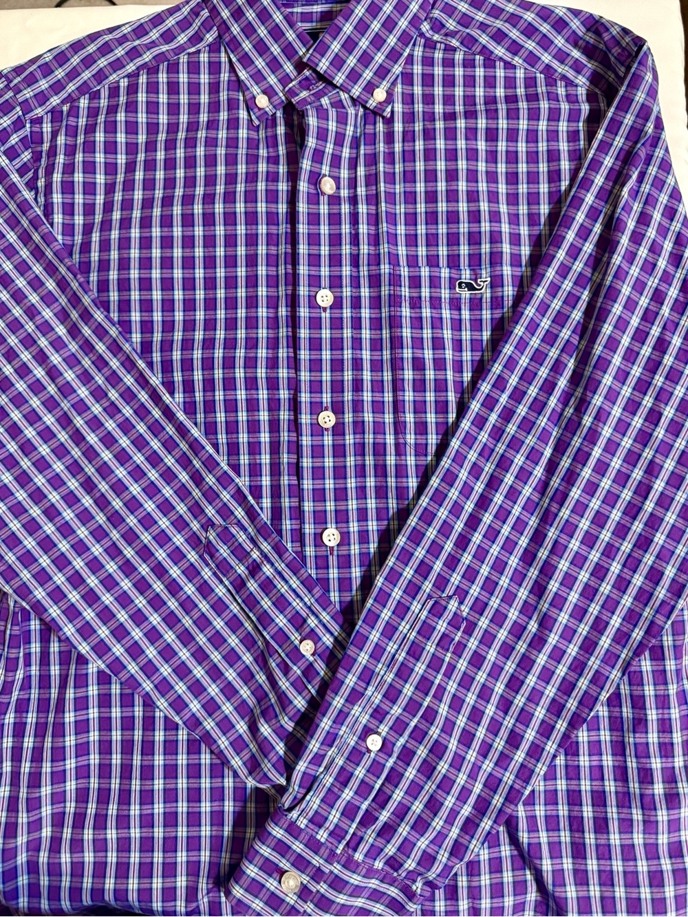 Vineyard Vines Purple and Teal Plaid Button-Down Shirt